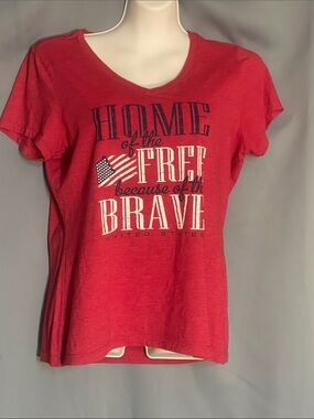 Women’s Red Patriotic Short Sleeve Graphic Tee